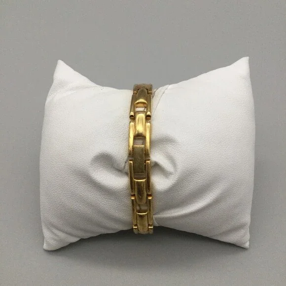 Vtg Avon Gold Tone Watch Women 22mm Bow Accents Pink Stones New Battery 6.25" - Picture 3 of 12